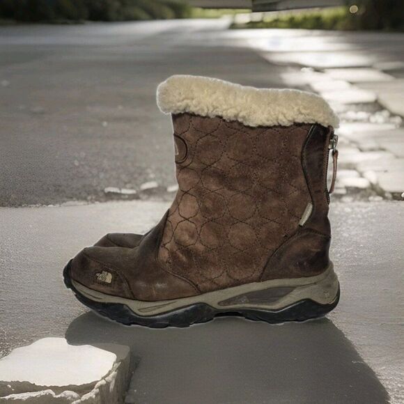 The North Face Boot Waterproof Winter Shoe Brown Zipper Back Women's Size 7 - Picture 1 of 8